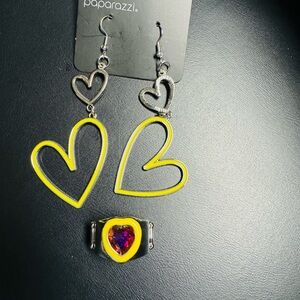 Paparazzi Yellow Heart Jewelry Set with Purple Gem